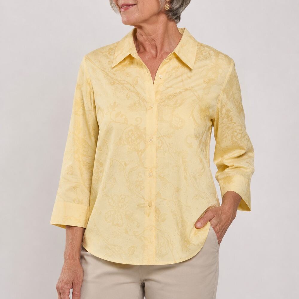 Alfred Dunner Burnout Floral Blouse 24W Grannycore Cottagecore Coastal Grandma